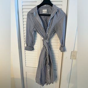 J Crew Blue Striped button down dress - size 8